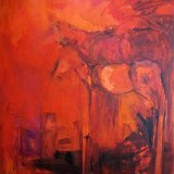 Horses Red Abstract - 40 x 30