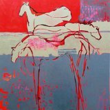 Red Blue Horses Too - 40 x 30 